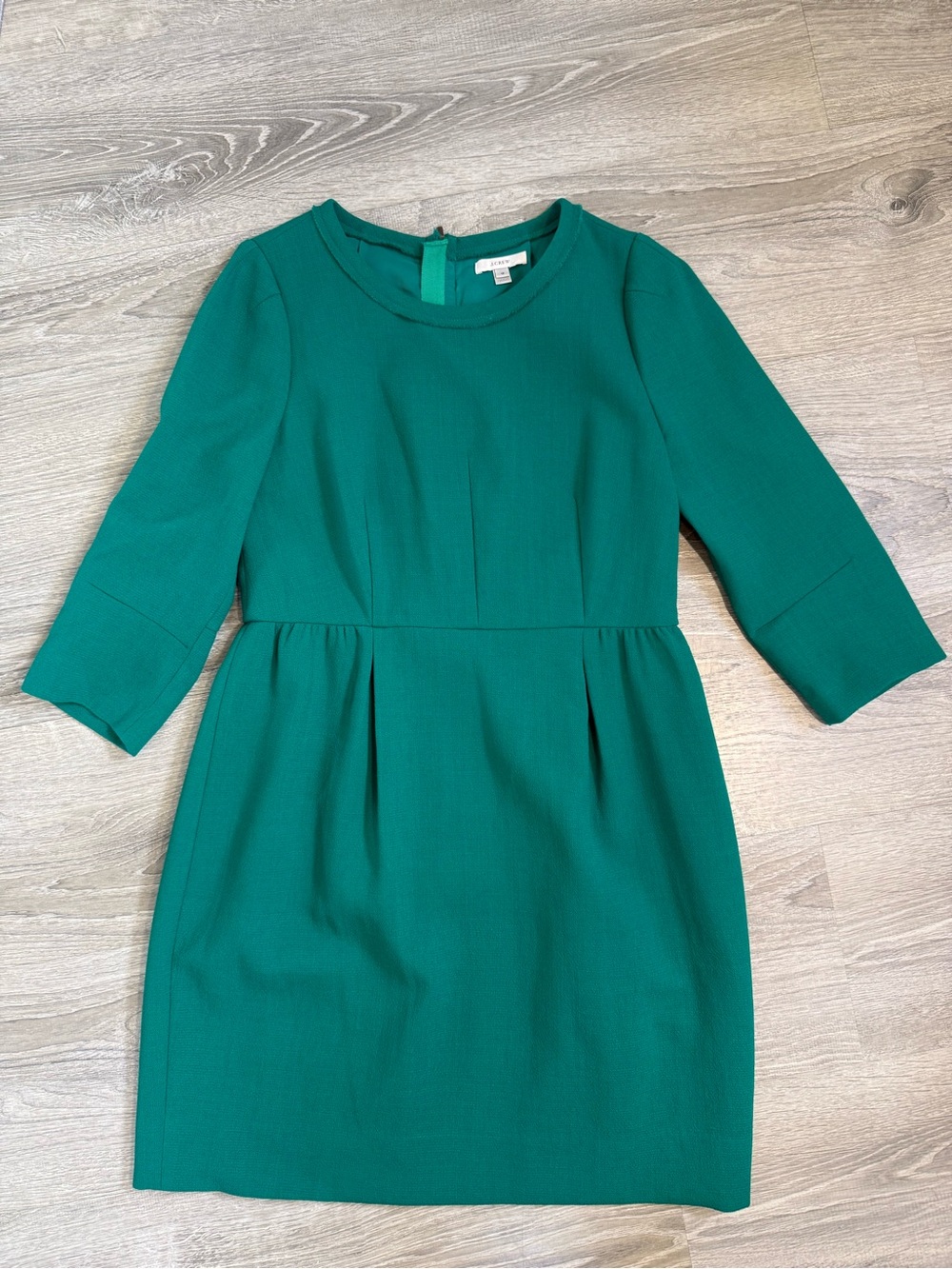 J. Crew Wool Dress with Pleated Waist Green Midi